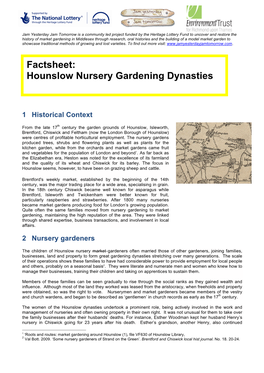 Hounslow Nursery Gardening Dynasties