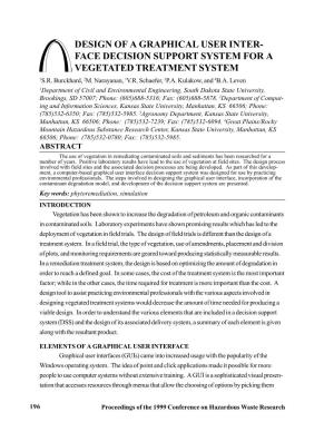 Design of a Graphical User Inter- Face Decision Support System for a Vegetated Treatment System 1S.R