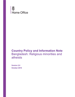 Bangladesh: Religious Minorities and Atheists