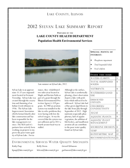 2012 Sylvan Lake Report