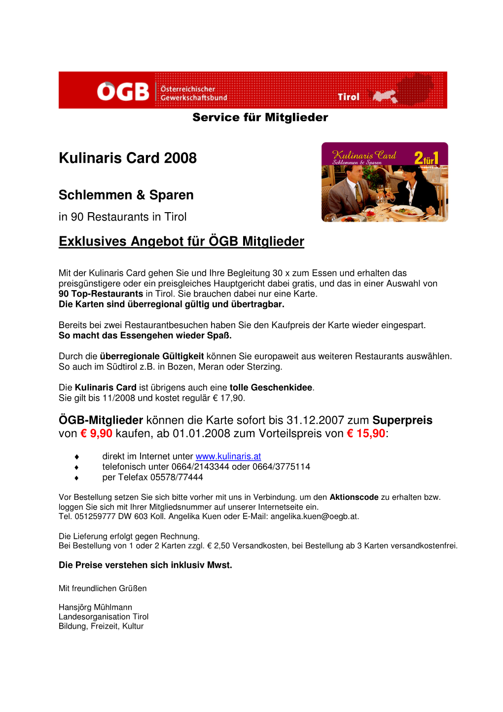 Kulinaris Card 2008