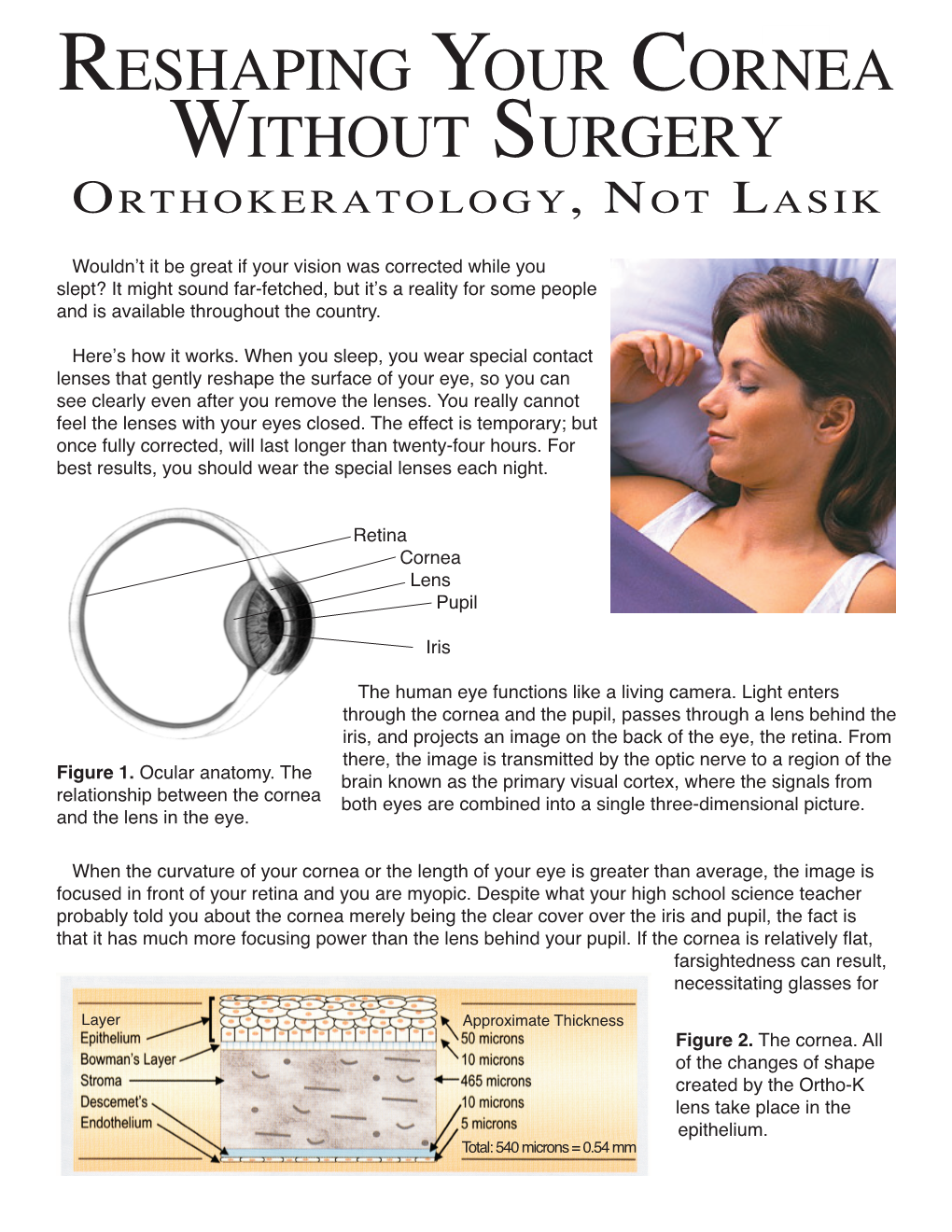 Orthokeratology, Not Lasik