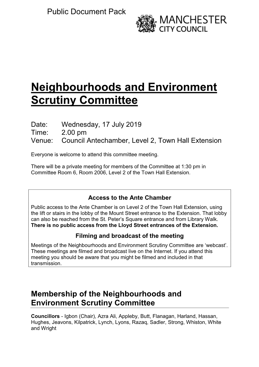 (Public Pack)Agenda Document for Neighbourhoods and Environment