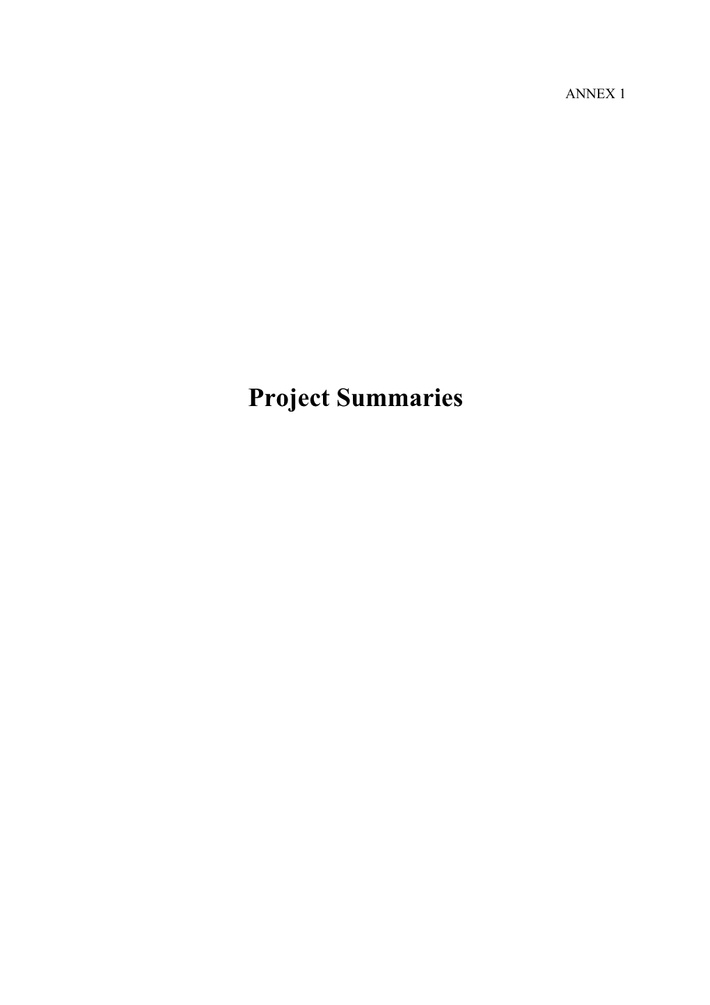 Project Summaries