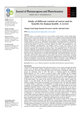 Study of Different Varietis of Carrot and Its Benefits for Human Health: a Review