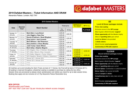 2019 Dafabet Masters – Ticket Information and DRAW Alexandra Palace, London, N22 7AY