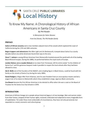 A Chronological History of African Americans in Santa Cruz County