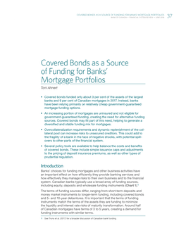 Covered Bonds As a Source of Funding for Banks' Mortgage Portfolios