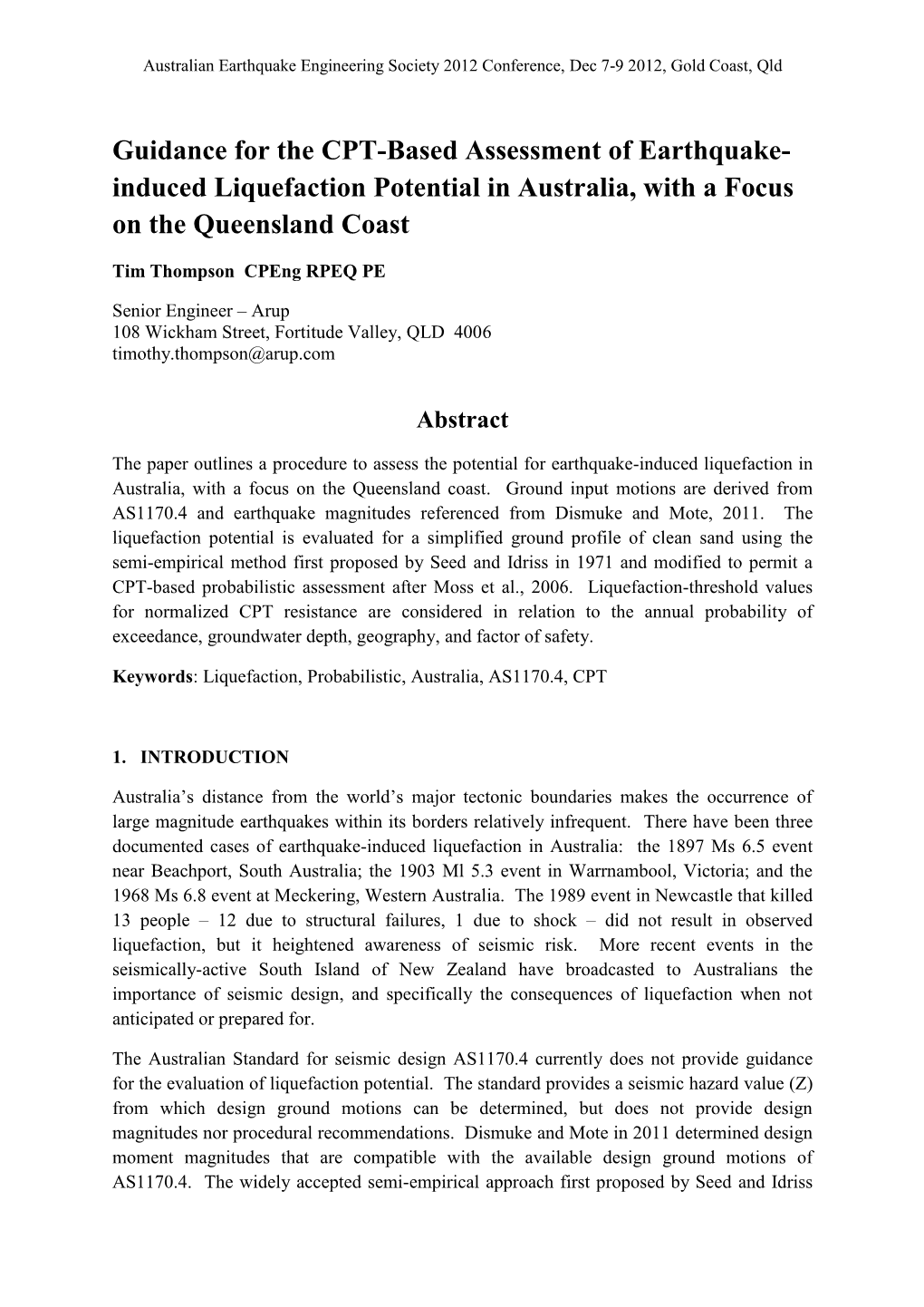 Induced Liquefaction Potential in Australia, with a Focus on the Queensland Coast