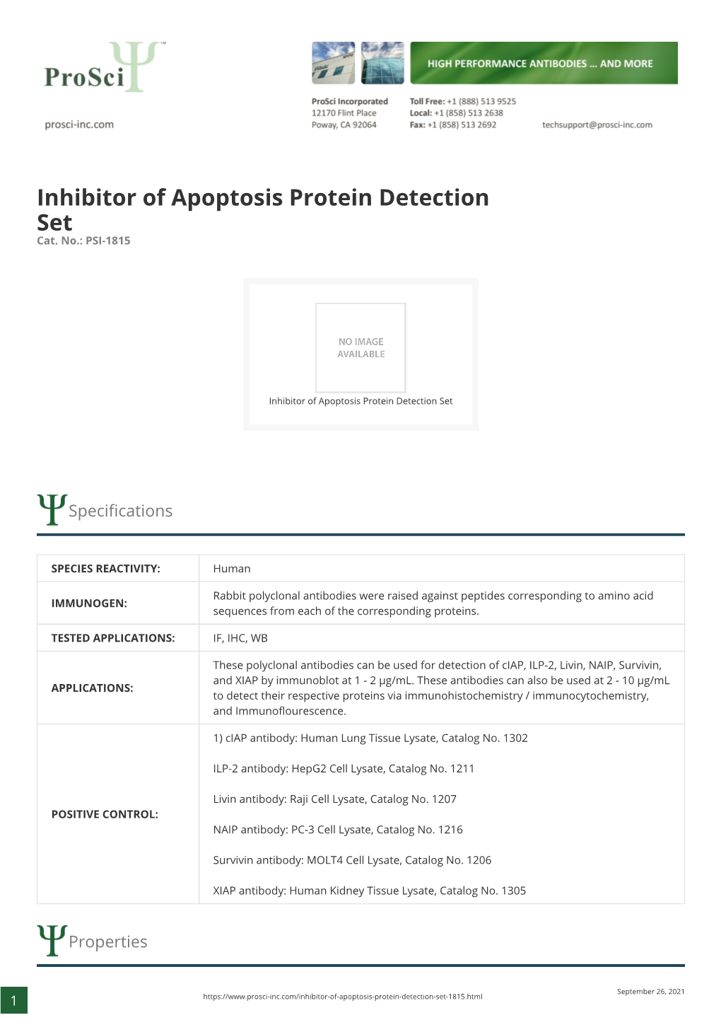 Inhibitor of Apoptosis Protein Detection Set Cat