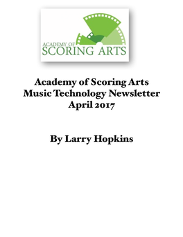 ASA Music Tech Newsletter March 2017