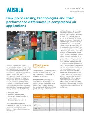 Dew Point Sensing Technologies and Their Performance Differences in Compressed Air Applications