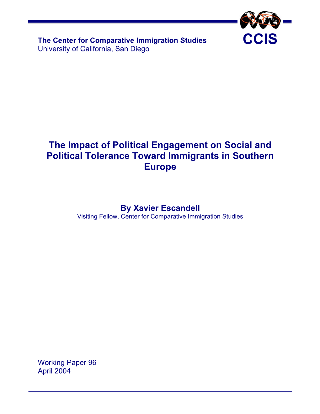 The Impact of Political Engagement on Social and Political Tolerance Toward Immigrants in Southern Europe