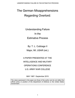 Understanding Failure in the Estimative Process