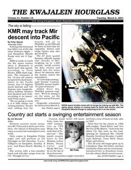 THE KWAJALEIN HOURGLASS Volume 41, Number 18 Tuesday, March 6, 2001 U.S