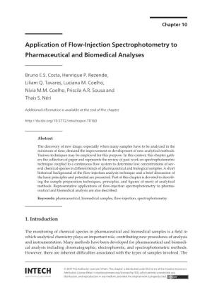 Application of Flow-Injection Spectrophotometry to Pharmaceutical and Biomedical Analyses