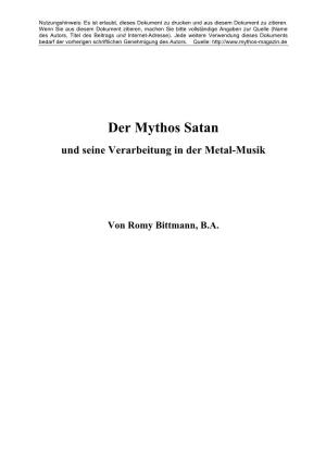 Der Mythos Satan Und Seine Verarbeitung in Der Metal-Musik