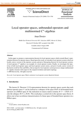 Local Operator Spaces, Unbounded Operators and Multinormed C∗-Algebras
