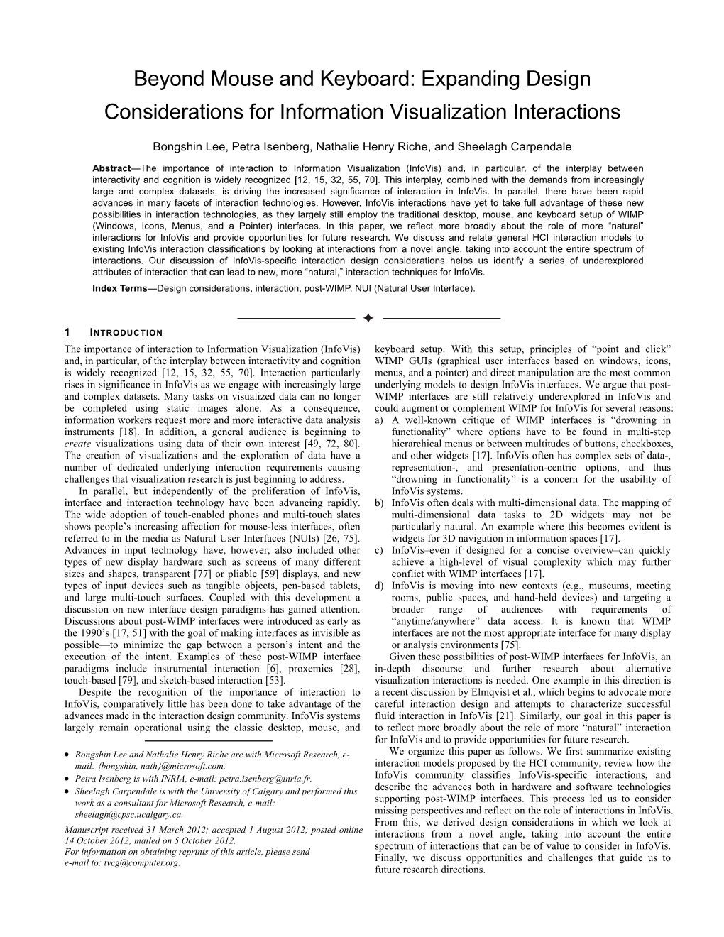 Beyond Mouse and Keyboard: Expanding Design Considerations for Information Visualization Interactions