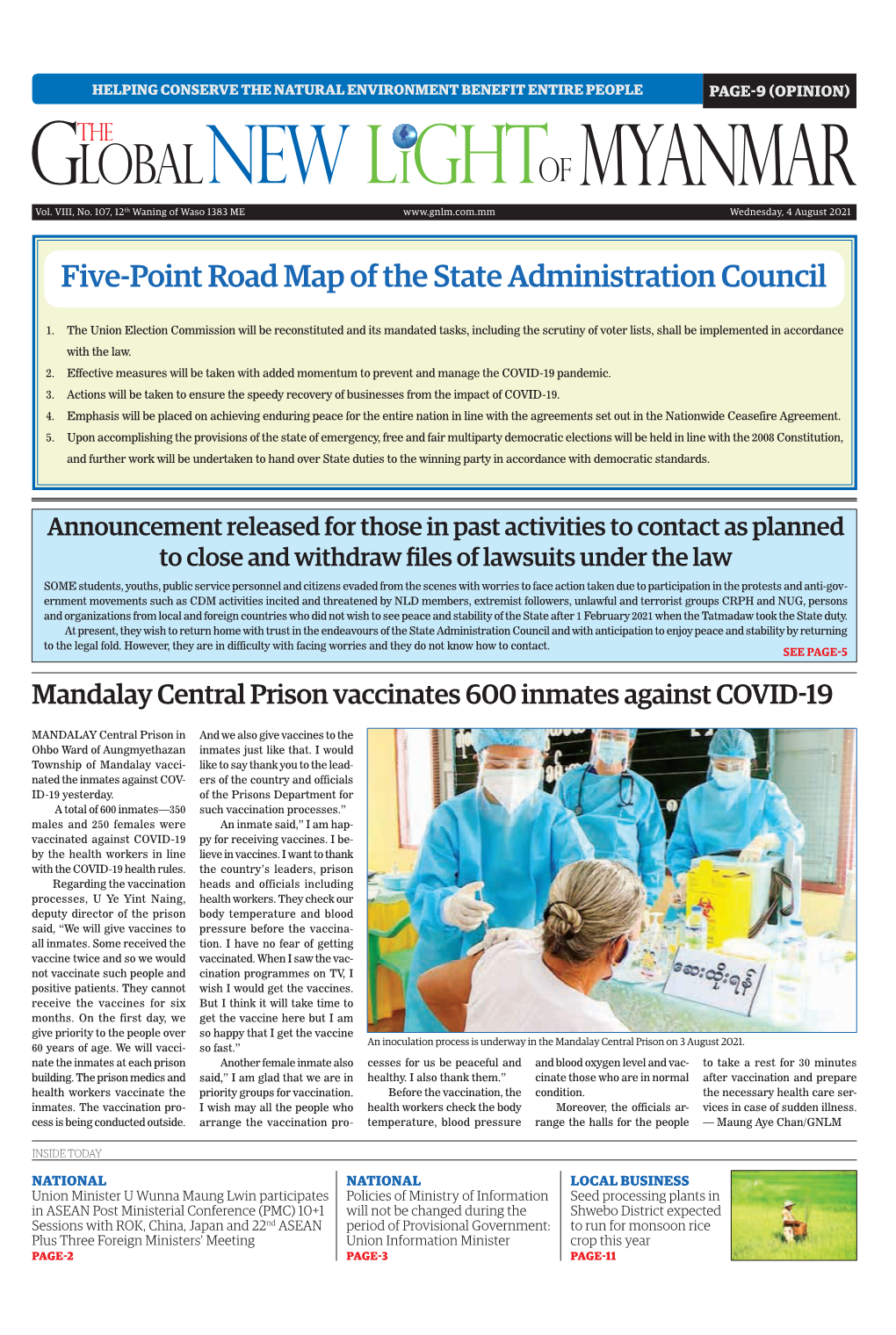 Five-Point Road Map of the State Administration Council