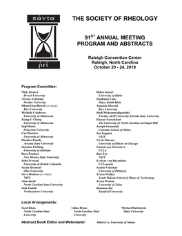 Abstract Book of the Society of Rheology 91St Annual Meeting