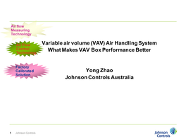 Variable Air Volume (VAV) Air Handling System Control What Makes VAV Box Performance Better Technology
