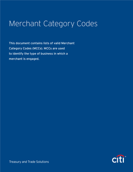 Merchant Category Codes