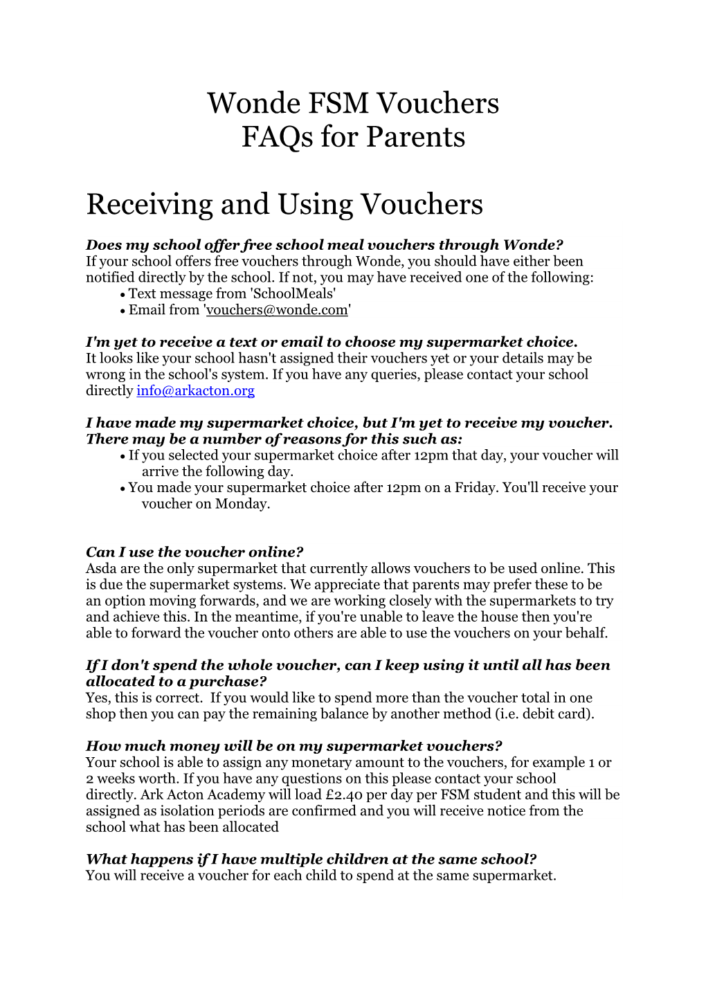 Wonde FSM Vouchers Faqs for Parents Receiving and Using
