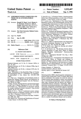 |||||||||III USOO55524.07A United States Patent (19) 11) Patent Number: 5,552,407 Wood Et Al