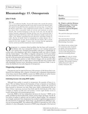 Rheumatology: 15. Osteoporosis Review John P