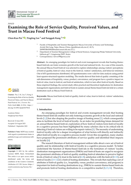 Examining the Role of Service Quality, Perceived Values, and Trust in Macau Food Festival