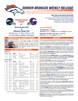 Denver Broncos Weekly Release