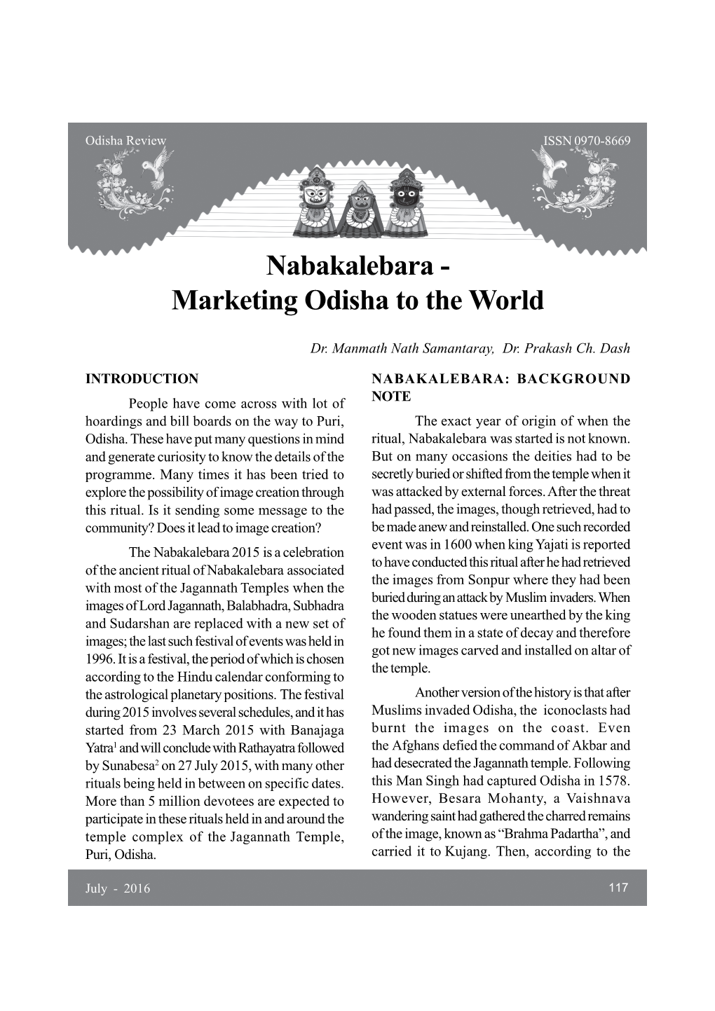 Nabakalebara - Marketing Odisha to the World