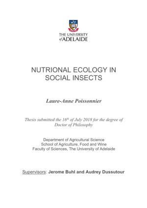 Nutrional Ecology in Social Insects