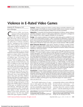 Violence in E-Rated Video Games