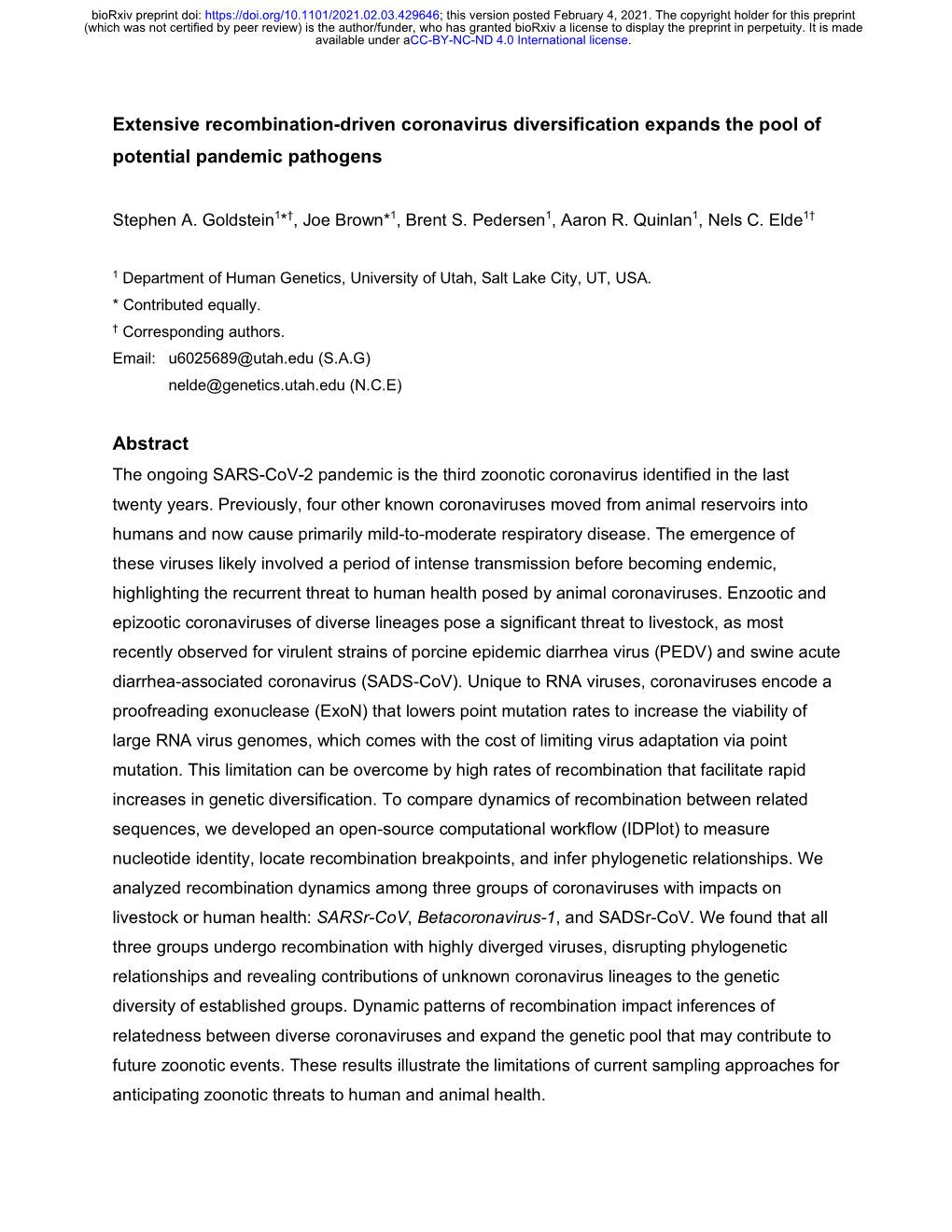 Extensive Recombination-Driven Coronavirus Diversification Expands the Pool of Potential Pandemic Pathogens