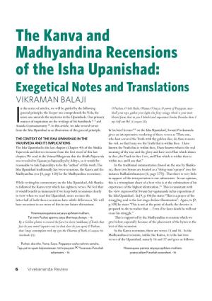 The Kanva and Madhyandina Recensions of the Isha Upanishad