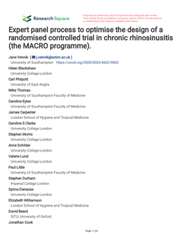Expert Panel Process to Optimise the Design of a Randomised Controlled Trial in Chronic Rhinosinusitis (The MACRO Programme)