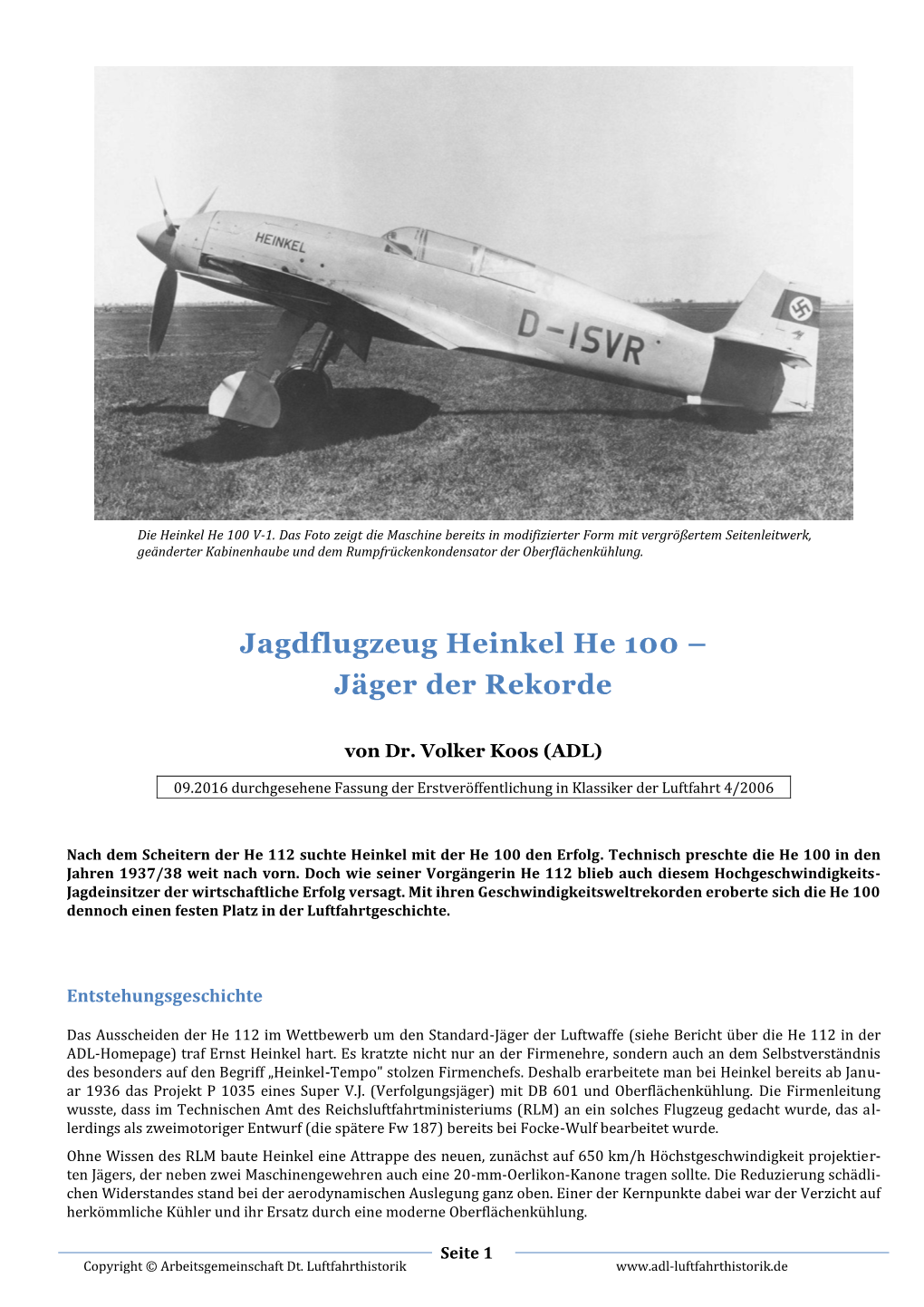Heinkel He 100 V-1