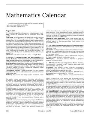 Mathematics Calendar