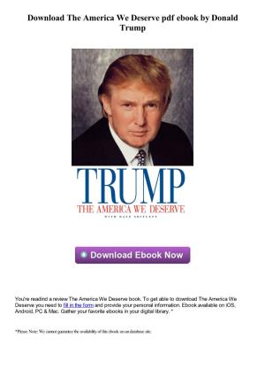 The America We Deserve Pdf Ebook by Donald Trump