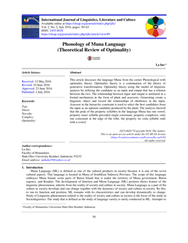 Phonology of Muna Language (Theoretical Review of Optimality)