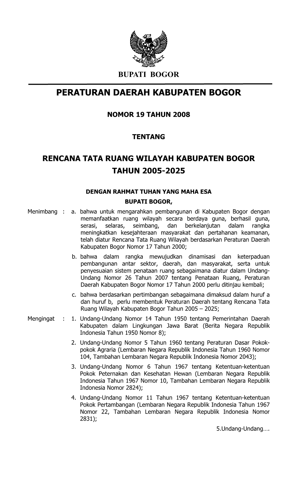 PERDA RTRW Kabupaten Bogor