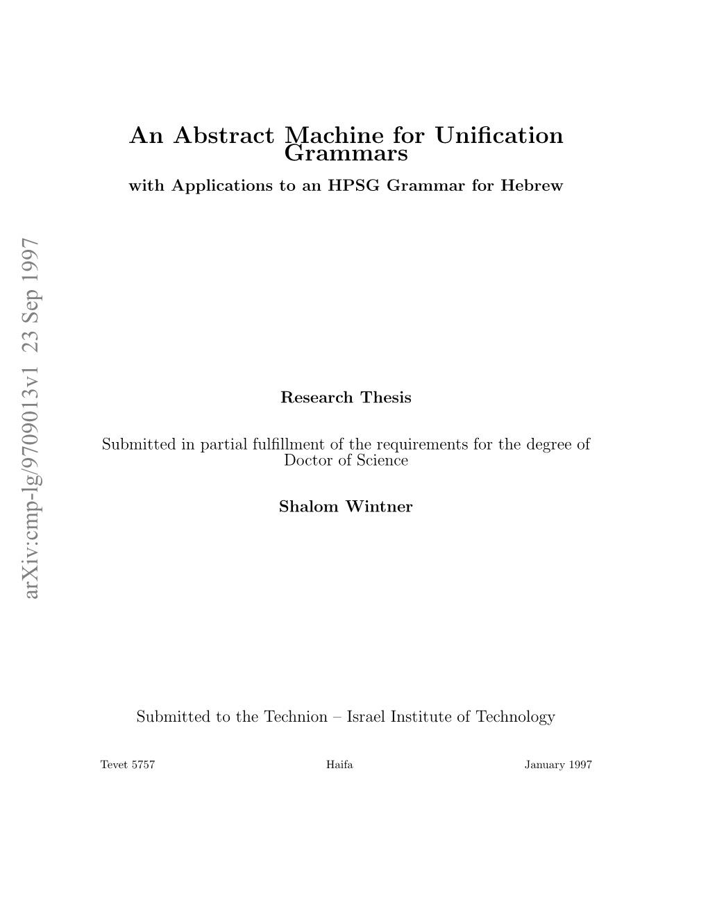 An Abstract Machine for Unification Grammars