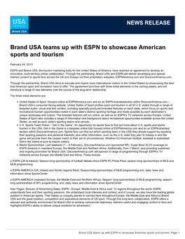 Brand USA Teams up with ESPN to Showcase American Sports and Tourism