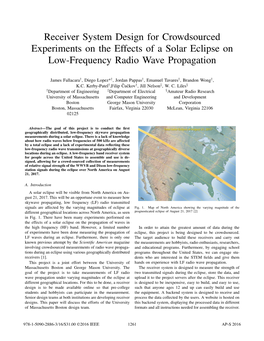 Receiver System Design for Crowdsourced Experiments on the Effects of a Solar Eclipse on Low-Frequency Radio Wave Propagation