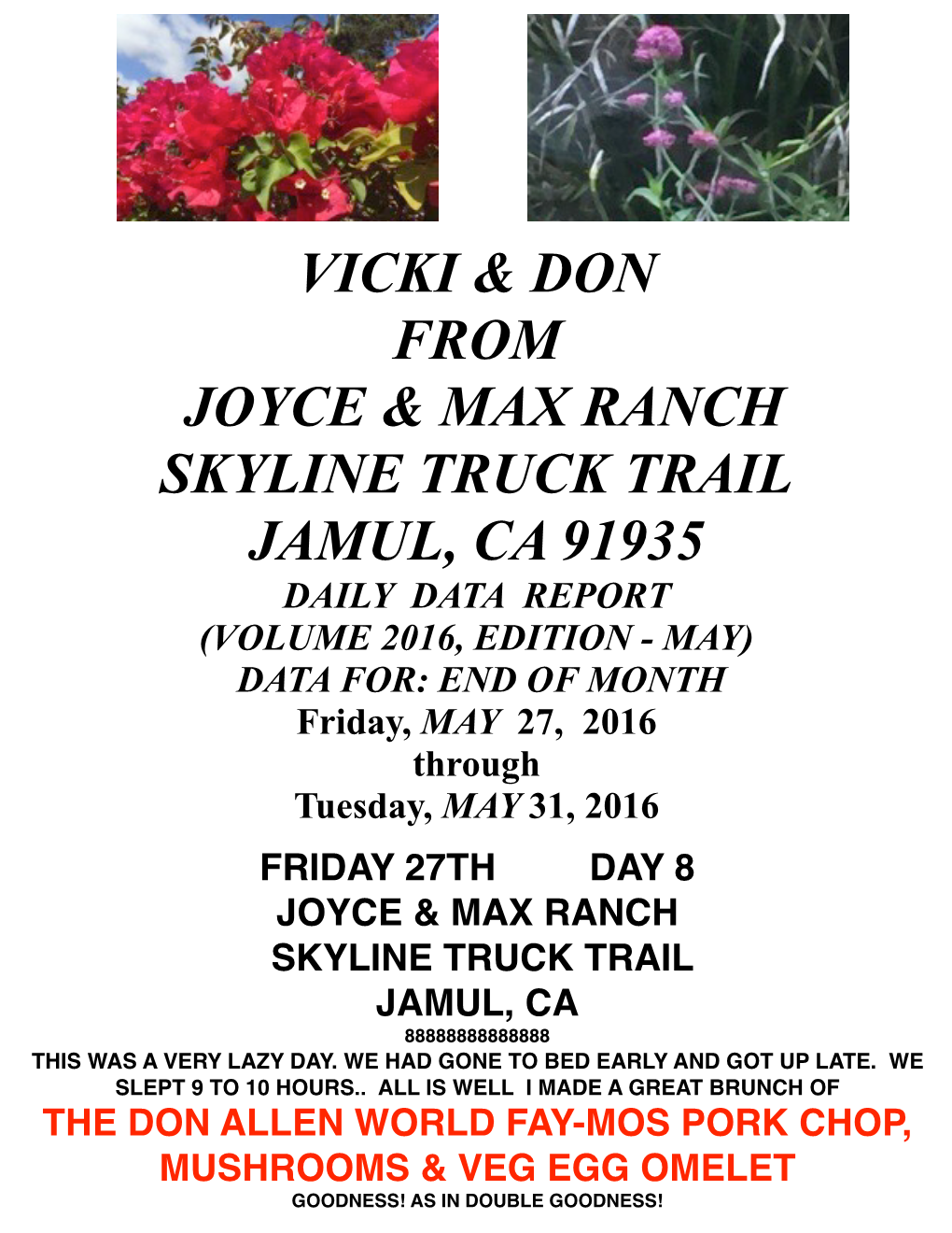 Vicki & Don from Joyce & Max Ranch Skyline Truck Trail Jamul, Ca 91935