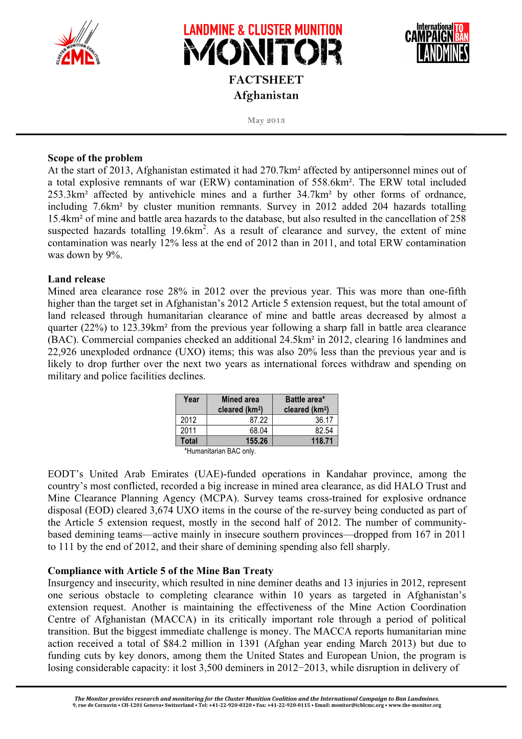 FACTSHEET Afghanistan