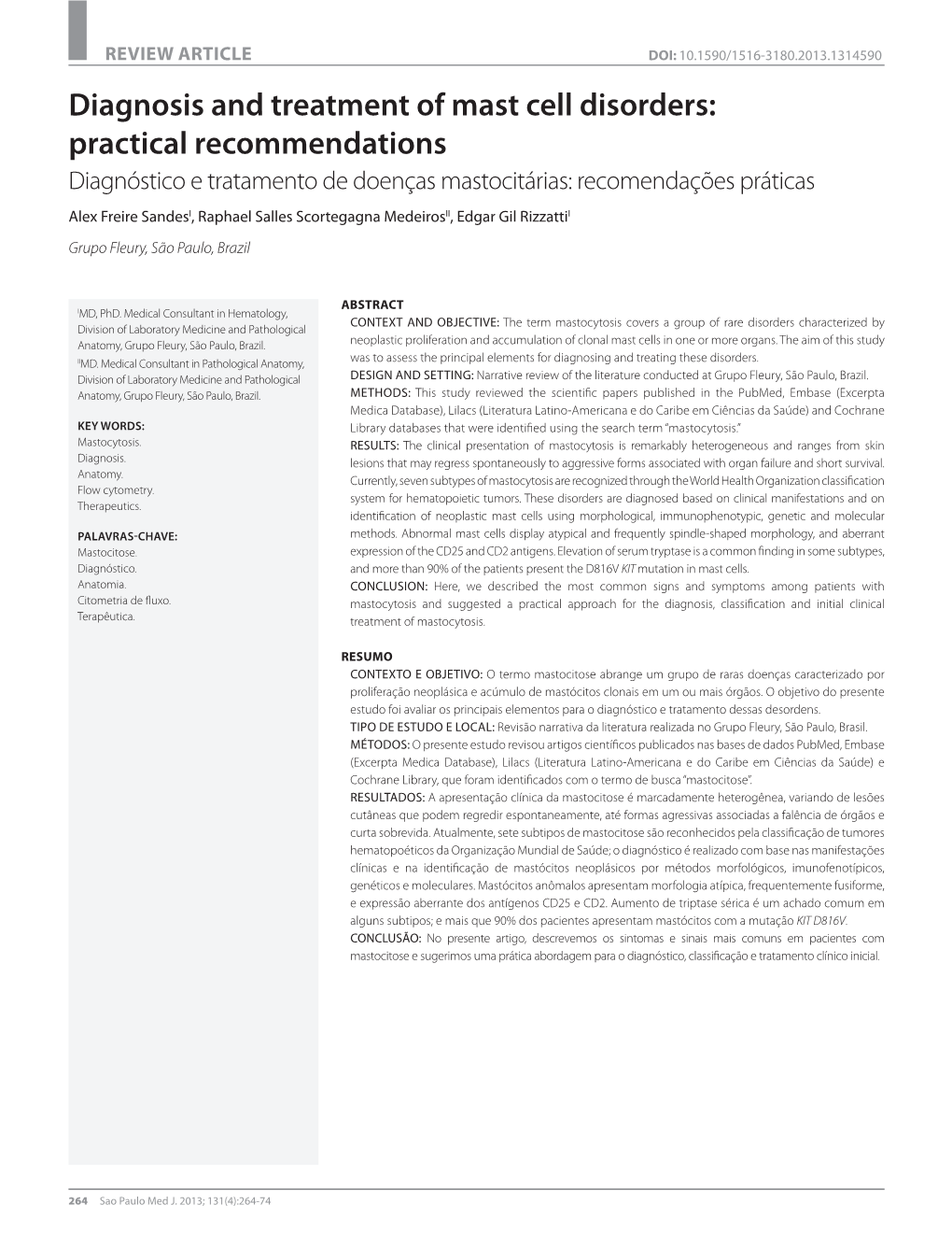 Diagnosis and Treatment of Mast Cell Disorders