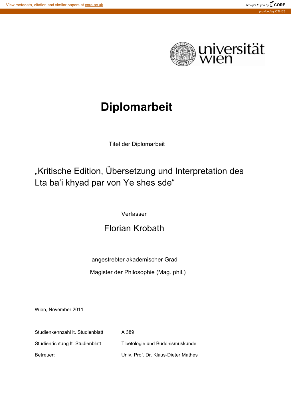 Diplomarbeit